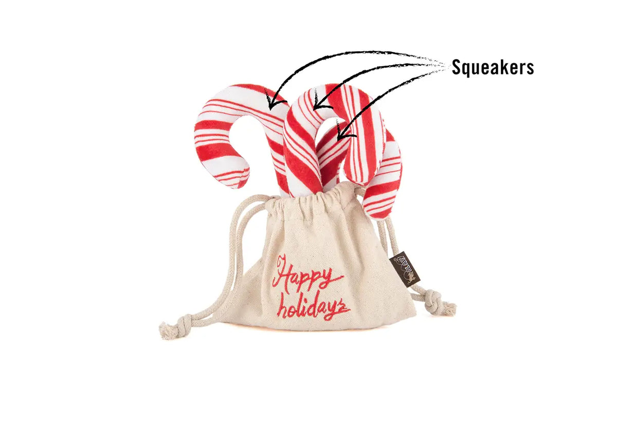 P.L.A.Y.'s Holiday Classic Candy Canes Dog Plush Toy Set