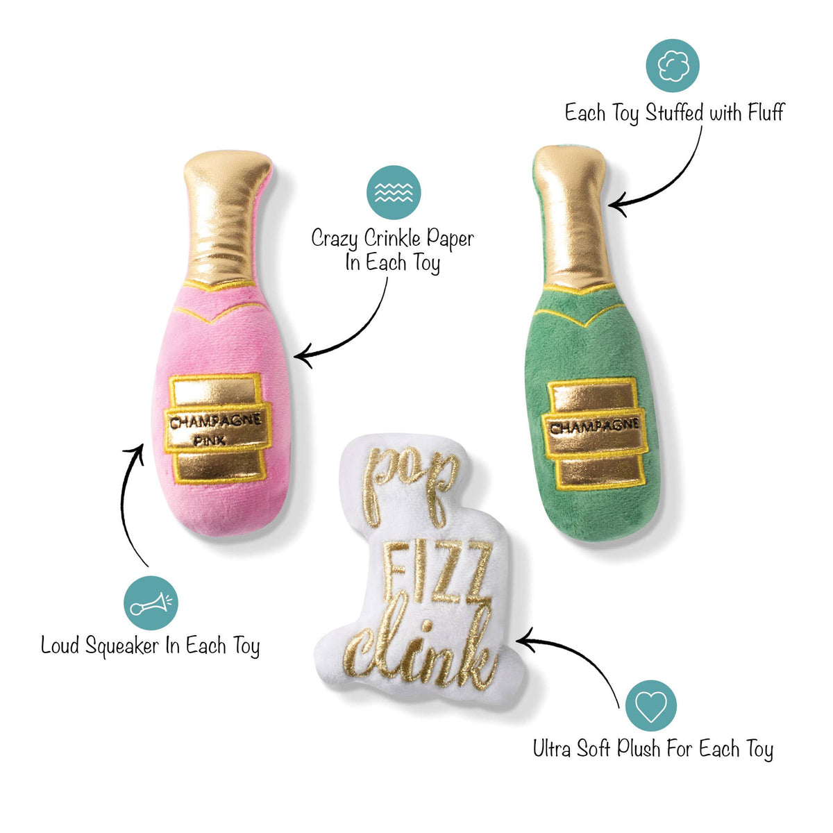 Petshop by Fringe Studio's Feelin' Bubbly 3pc Dog Plush Toy Set