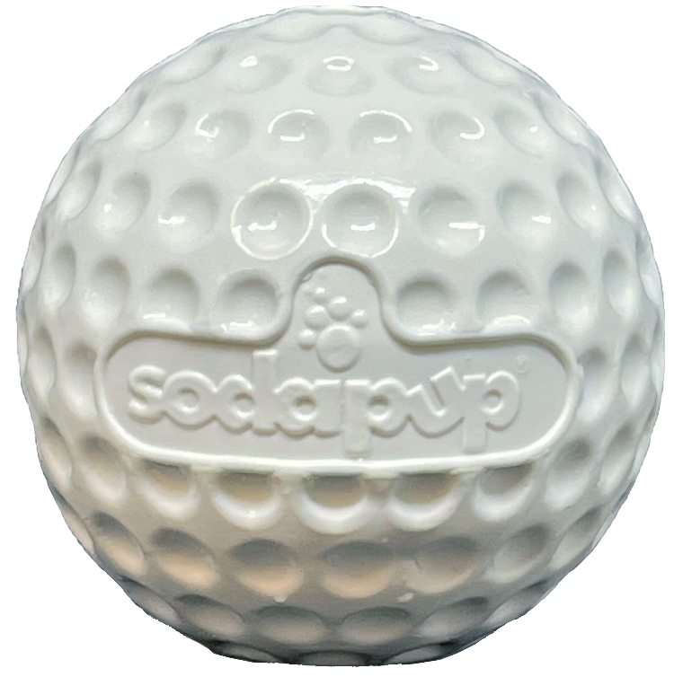 SodaPup Dog Toys - Golf Ball Rubber Dog Chew Toy | Floating Treat Dispenser | USA Made