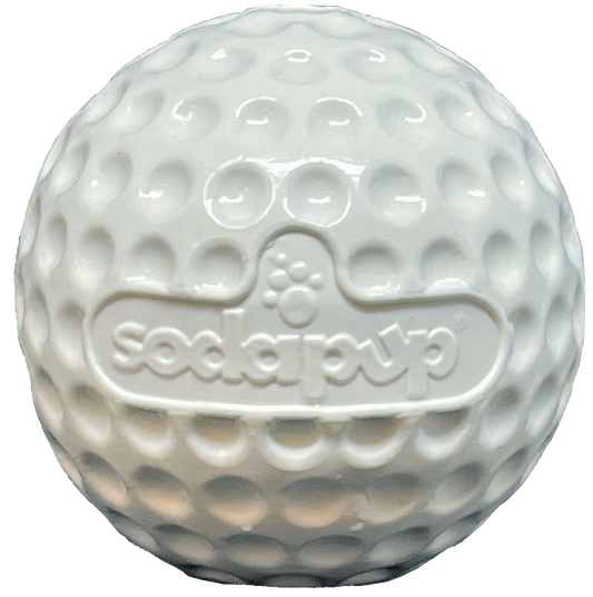 SodaPup Dog Toys - Golf Ball Rubber Dog Chew Toy | Floating Treat Dispenser | USA Made