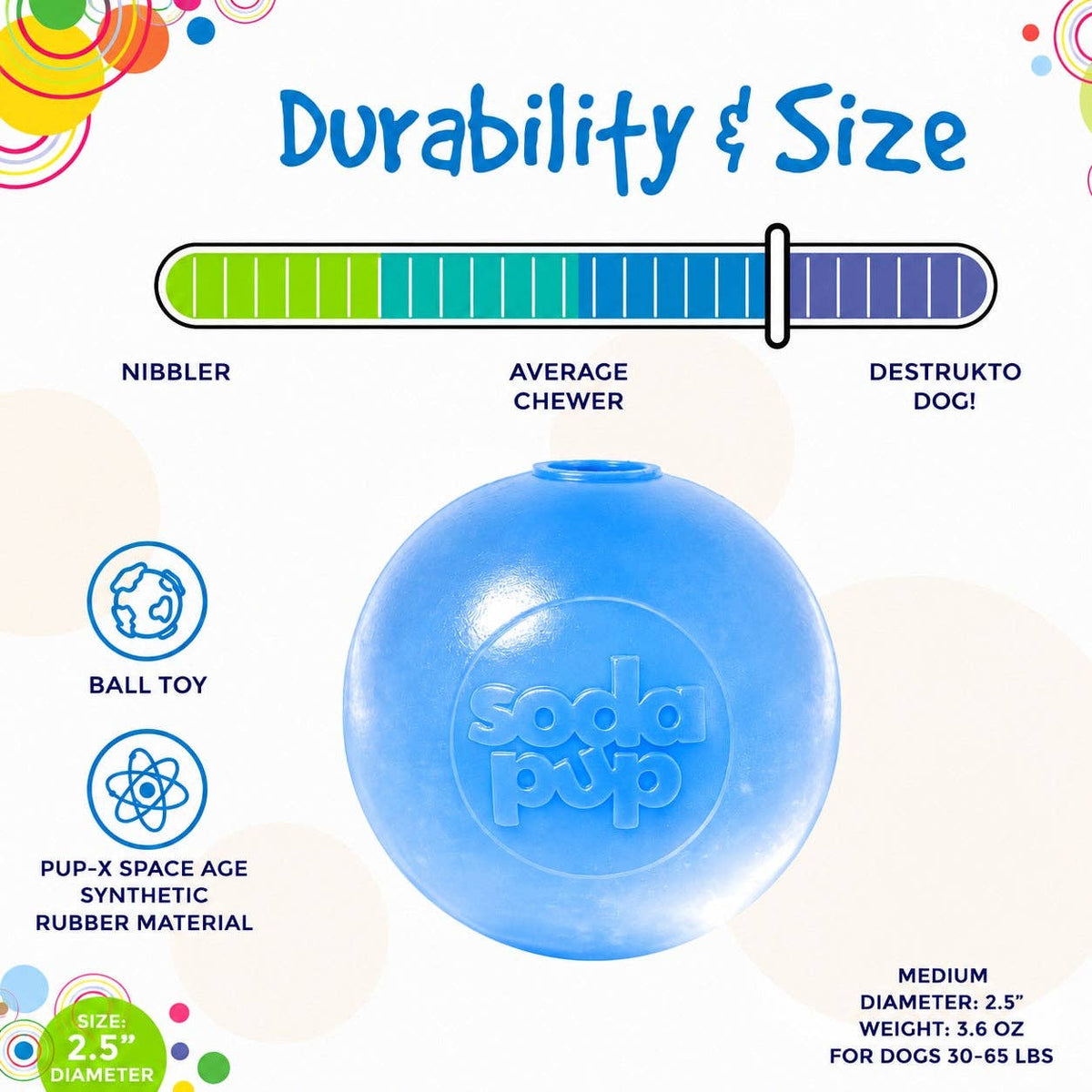 SodaPup Dog Toys - Strobe Ball Light-Up Dog Toy - Durable Floating Chew Ball | Made in USA