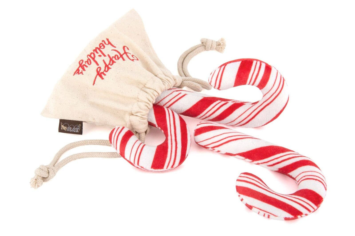 P.L.A.Y.'s Holiday Classic Candy Canes Dog Plush Toy Set