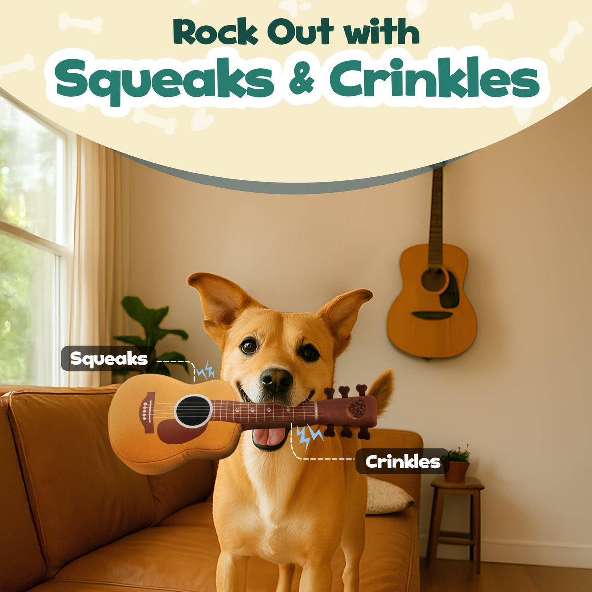 PUPROAR Acoustic Guitar Dog Plush Toy