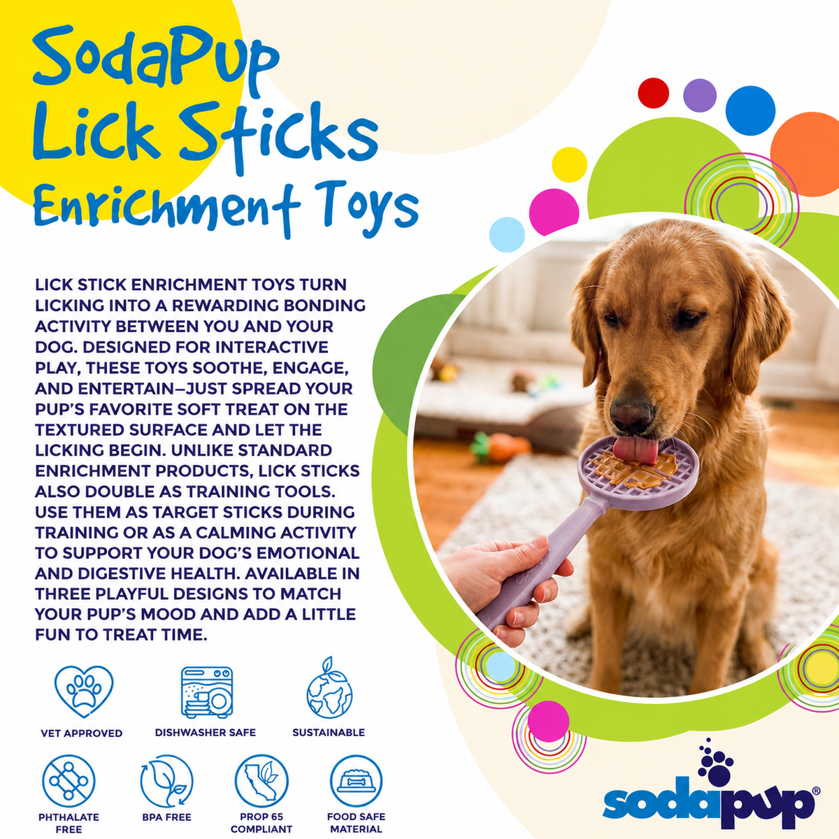 SodaPup Dog Toys - EStick Hand-Held Dog Enrichment Target Training Toy - Interactive Lick Stick | USA Made
